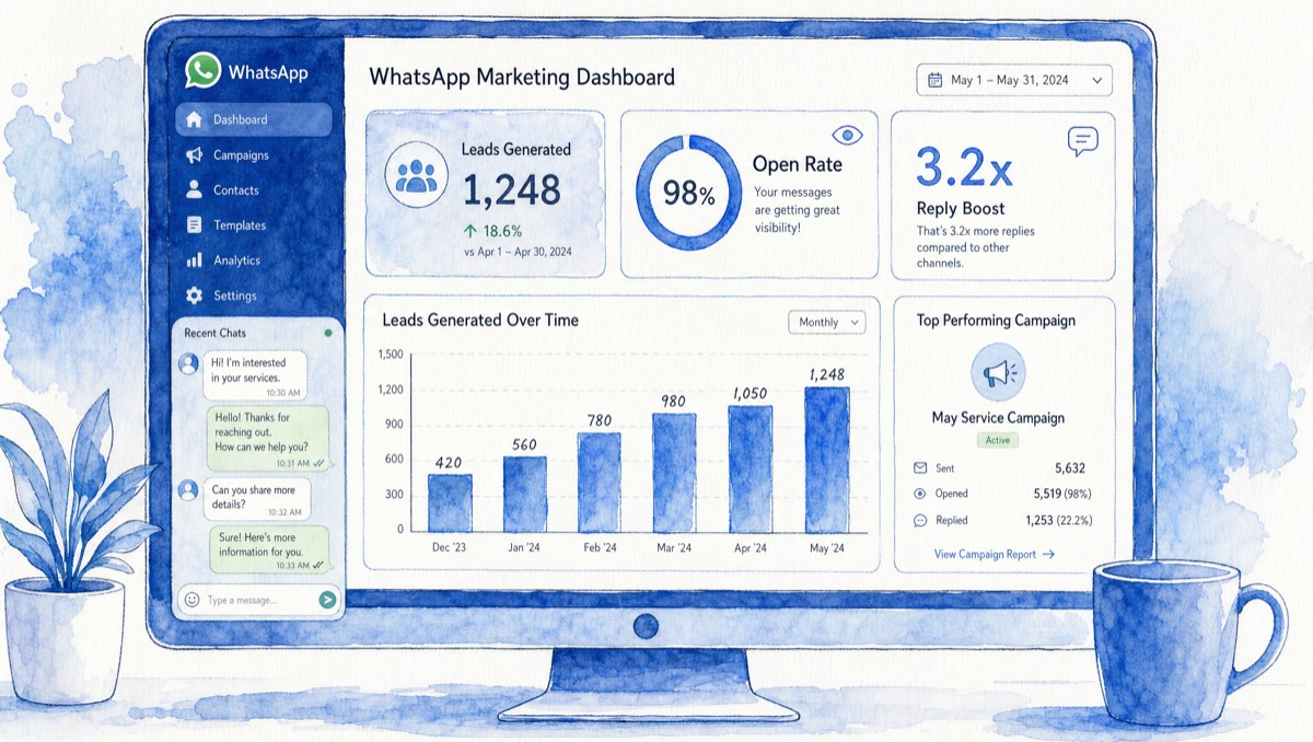 WusoolGrowth WhatsApp Marketing Dashboard